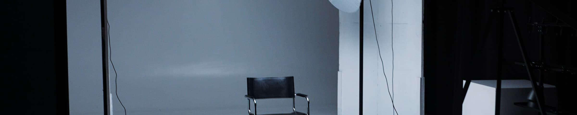 A quiet photography studio prepared for a live session